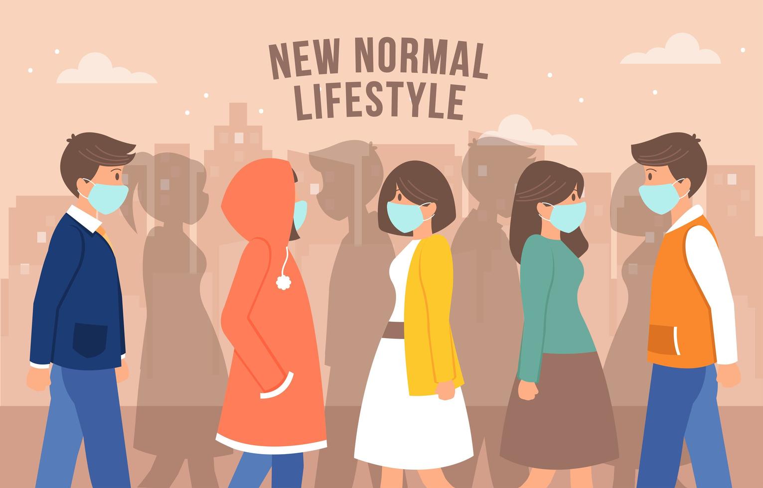 Staying Safe by Following New Normal Protocol vector