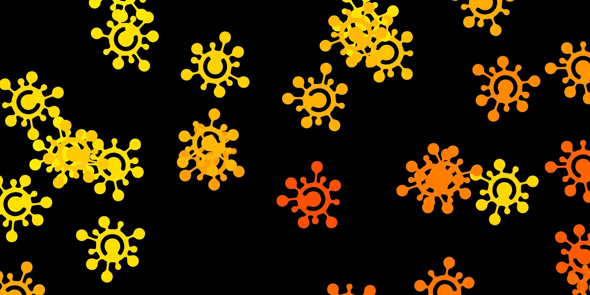 Dark yellow vector pattern with coronavirus elements.