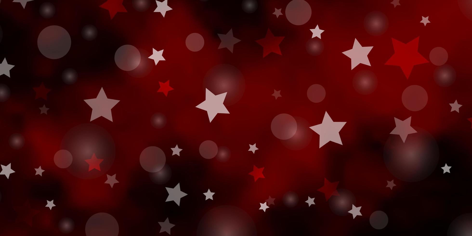 Dark Red vector layout with circles, stars.