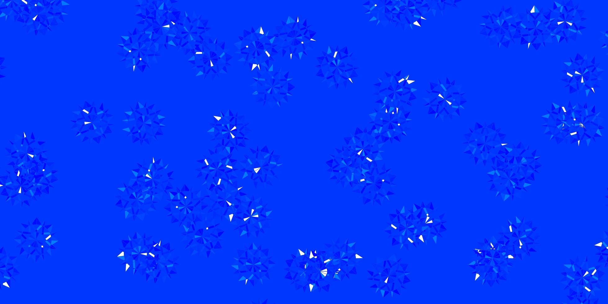 Fondo de vector azul claro con copos de nieve de Navidad.