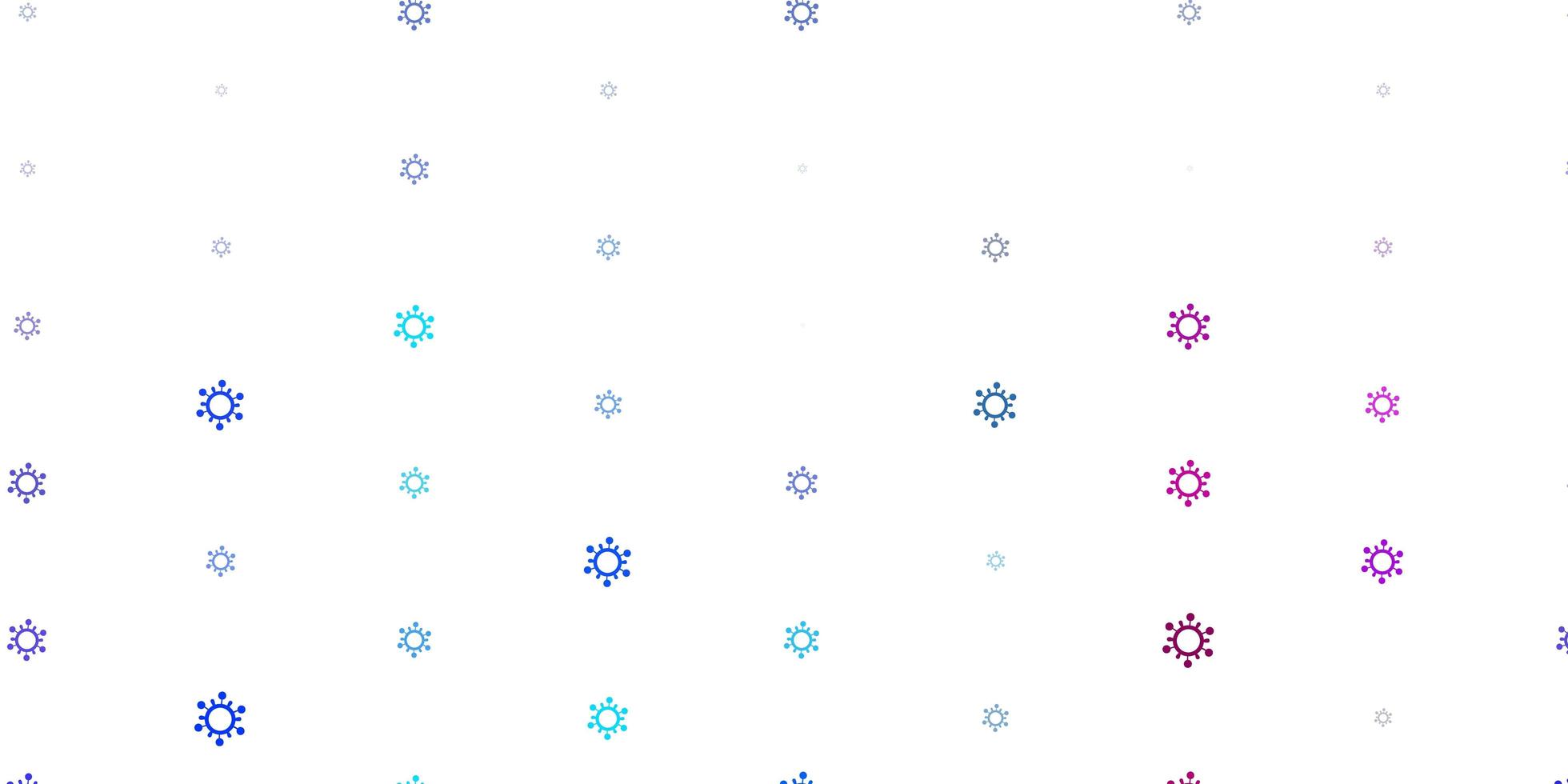 patrón de vector rosa claro, azul con elementos de coronavirus