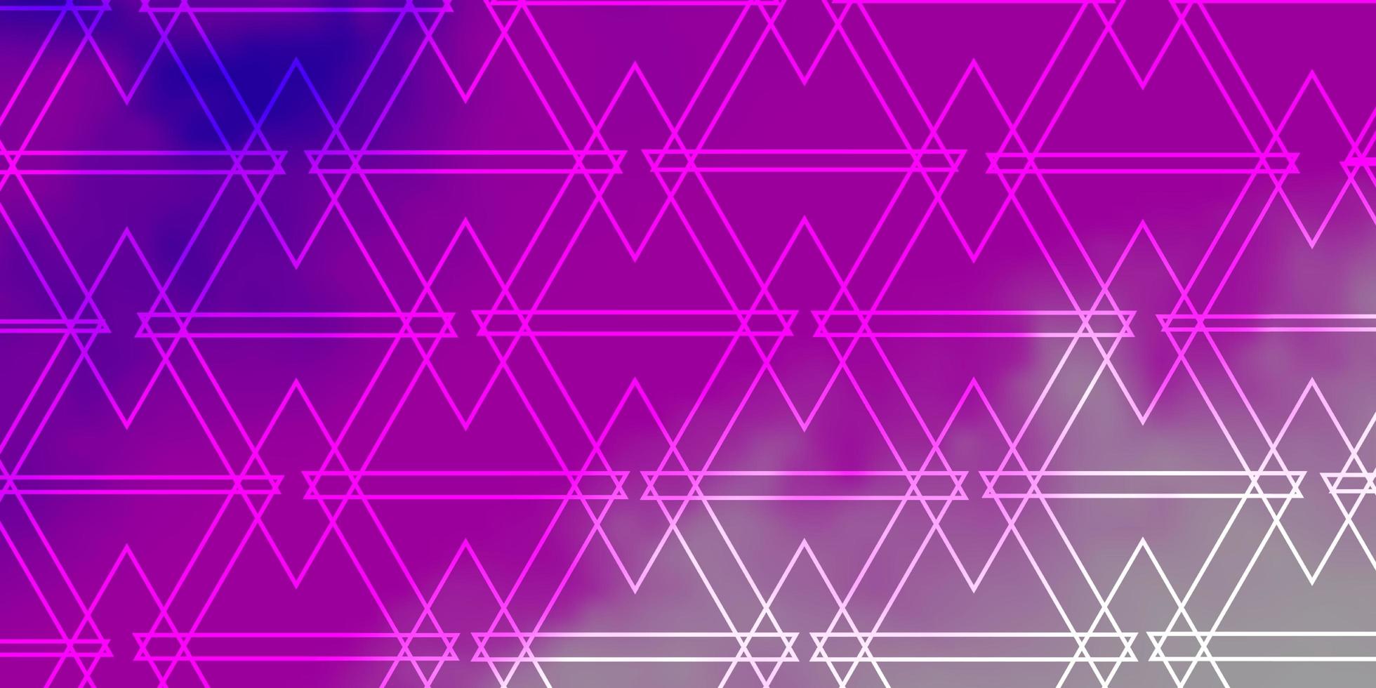Telón de fondo de vector rosa claro con líneas, triángulos.