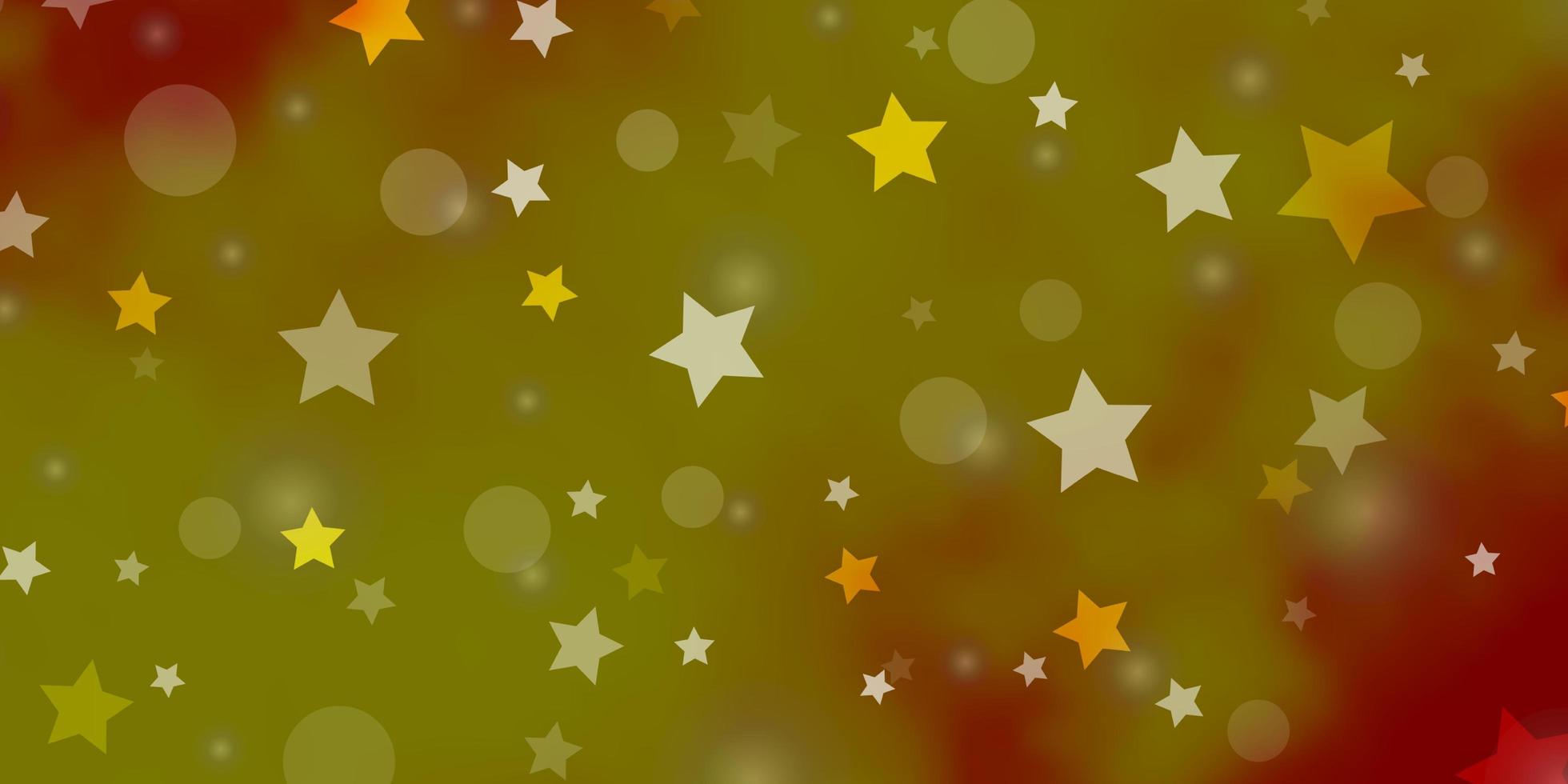 Fondo de vector naranja claro con círculos, estrellas.