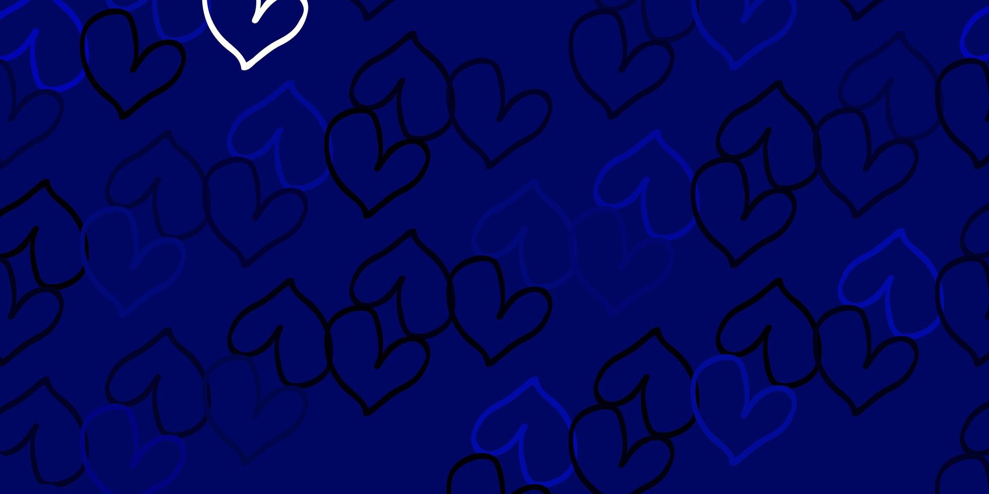 Light BLUE vector background with Shining hearts.