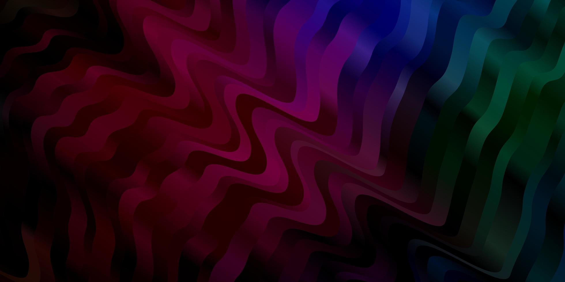 Dark Multicolor vector background with curved lines.