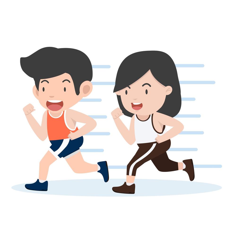 Cartoon style happy couple running vector