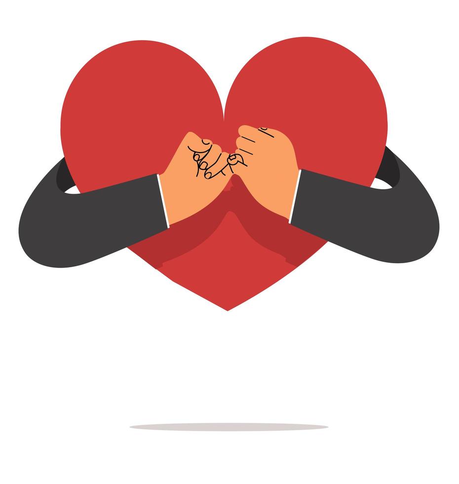 Businessman making a pinky promise with heart vector