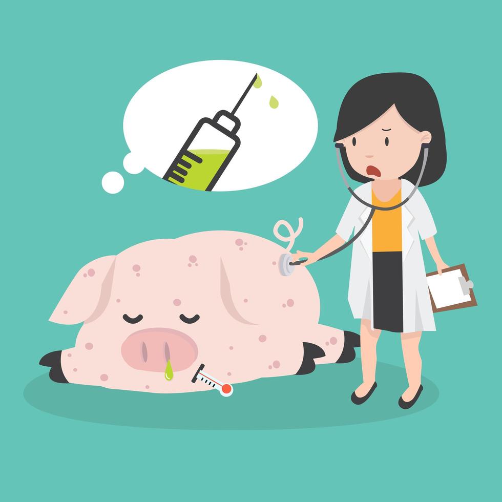 Sick Pig in Need of a Swine Flu Vaccine vector