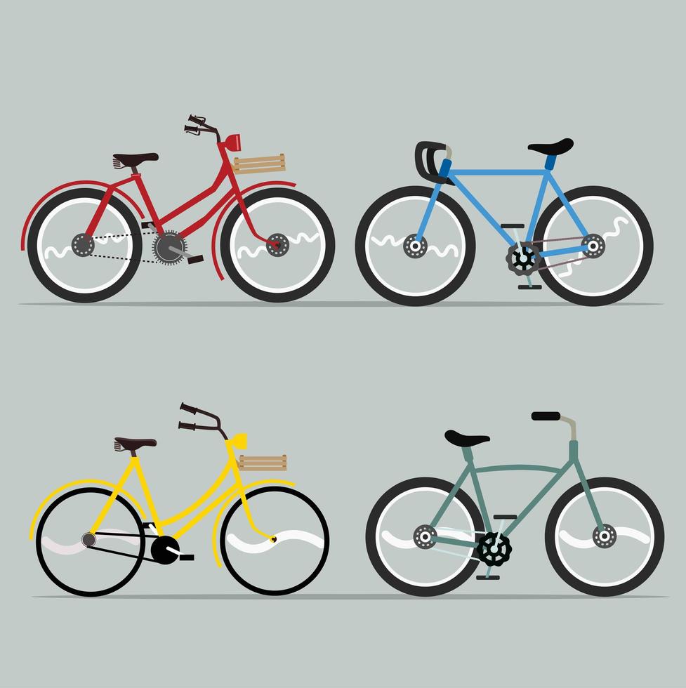 Cartoon bicycle collection vector