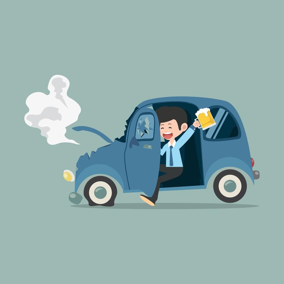 Drunk driver in a car accident vector