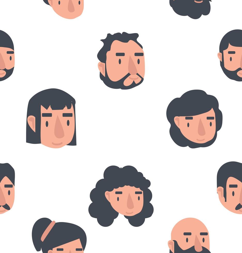 Avatar faces seamless pattern background vector