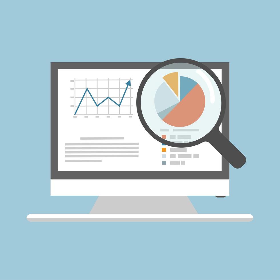 Computer Monitor with Magnifying Glass and Data Analysis 1876876 Vector Art at Vecteezy