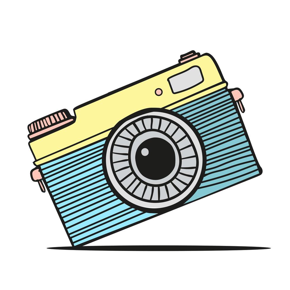 camera hand drawn doodle vector