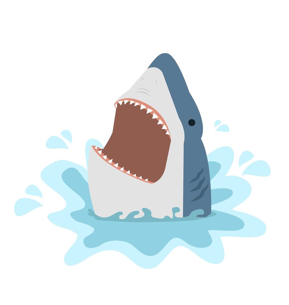 Big white shark with mouth open vector