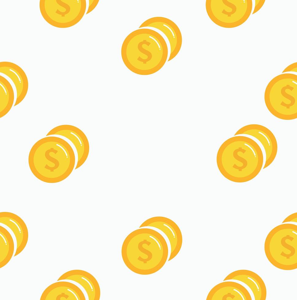 Gold coins seamless pattern background vector