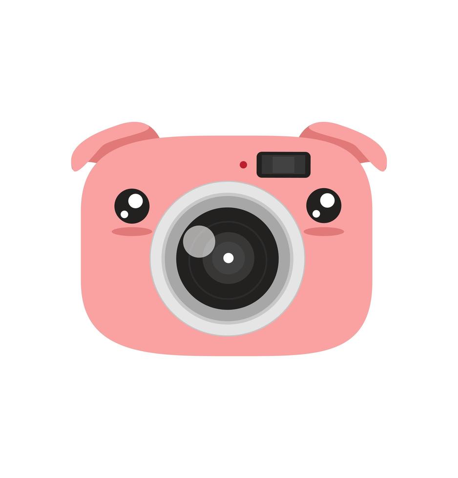 Cute mini pig camera icon vector