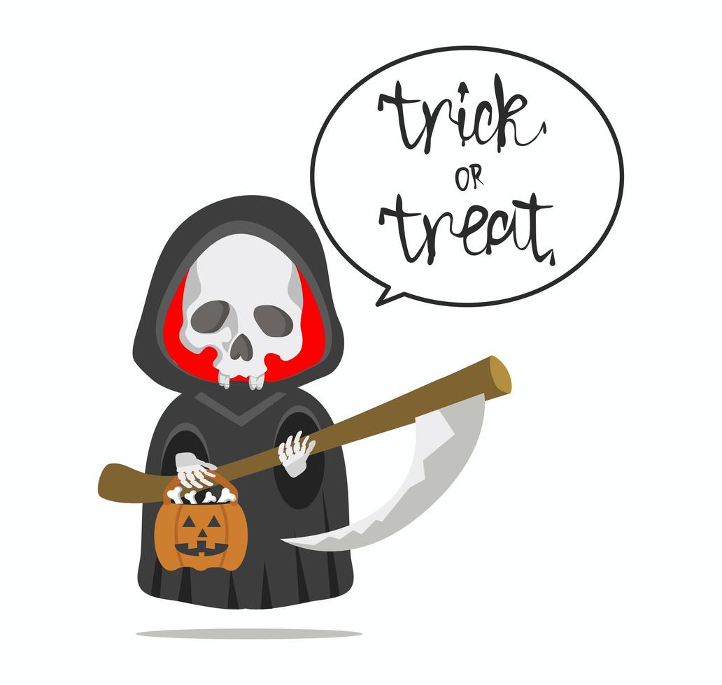 Cute Cartoon Halloween Grim Reaper vector