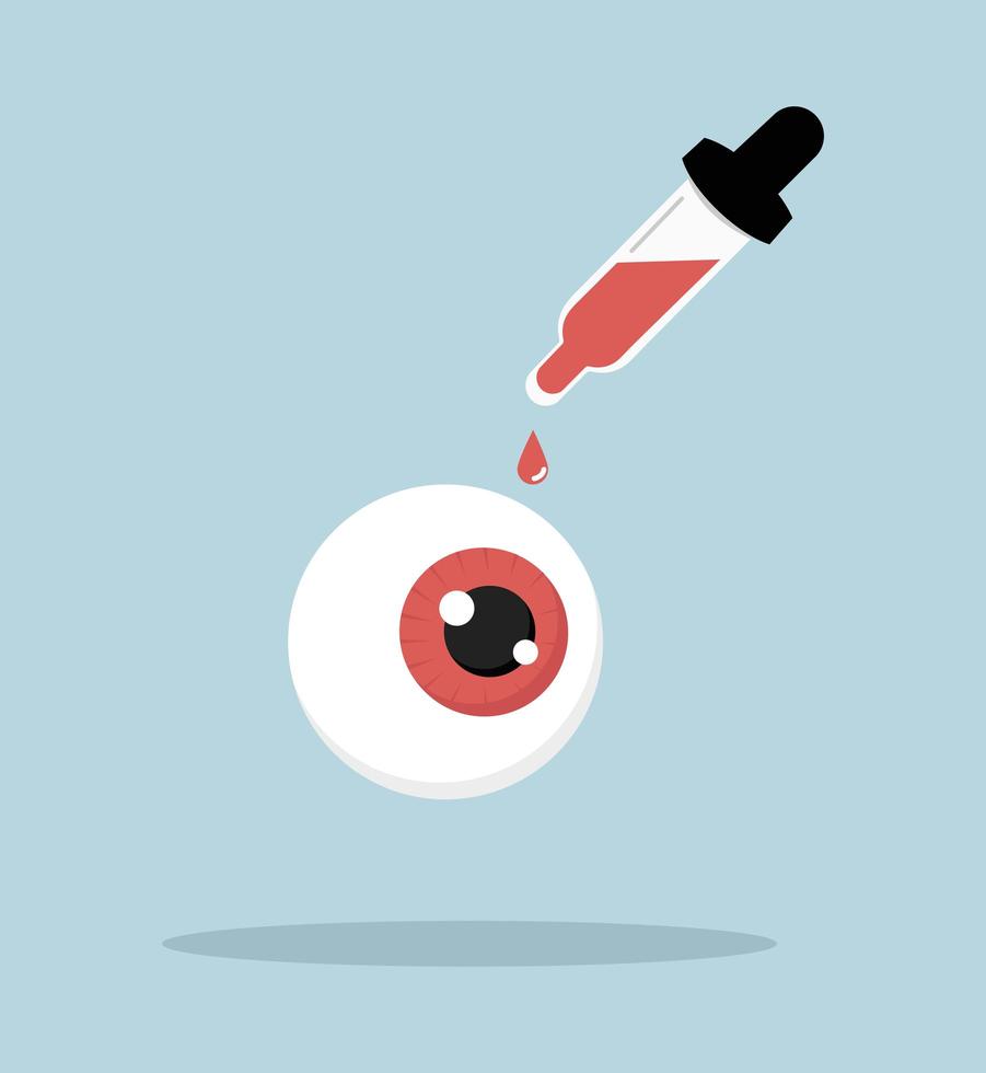 Human red eyeball with dropper vector