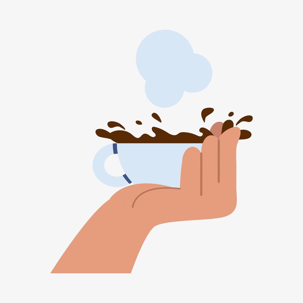 Hand holding a cup of hot coffee vector