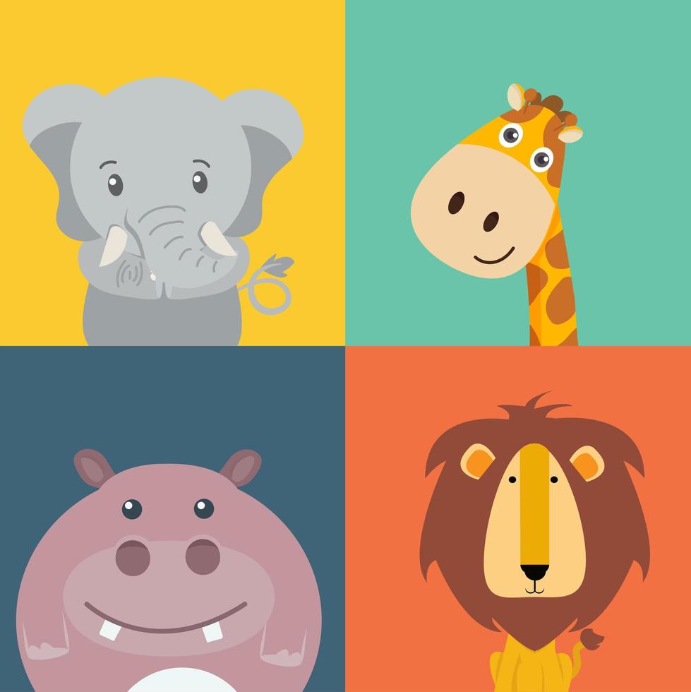 linda colección de animales bebé de dibujos animados vector