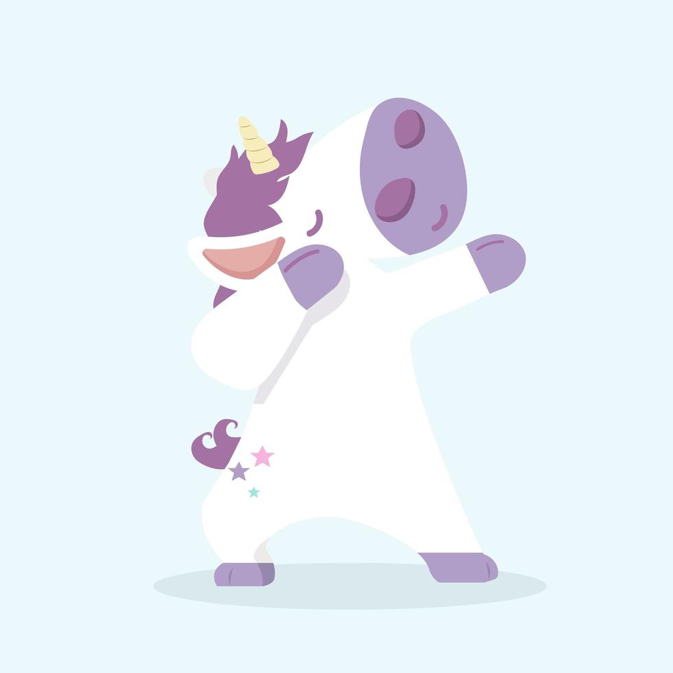 Cartoon unicorn dab dancing vector