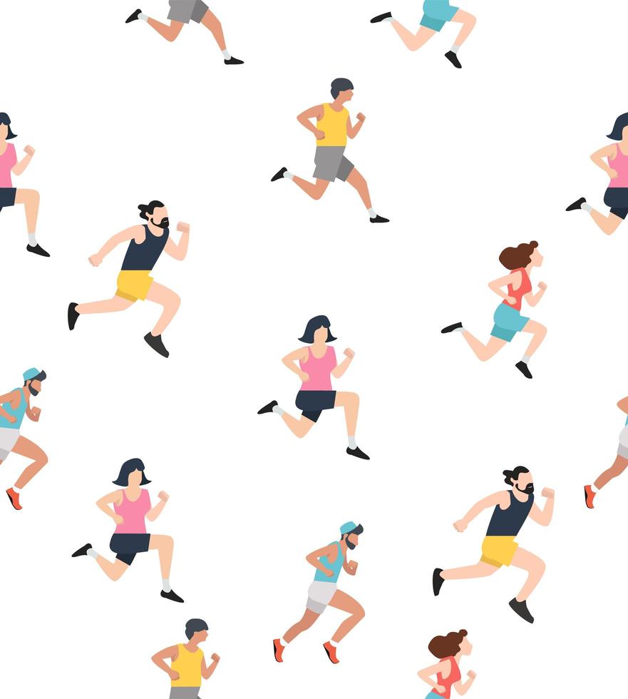 Seamless pattern background with people running vector