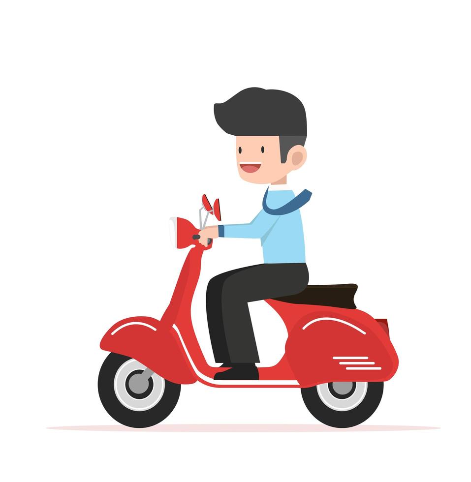 businessman driving a scooter bike to work vector