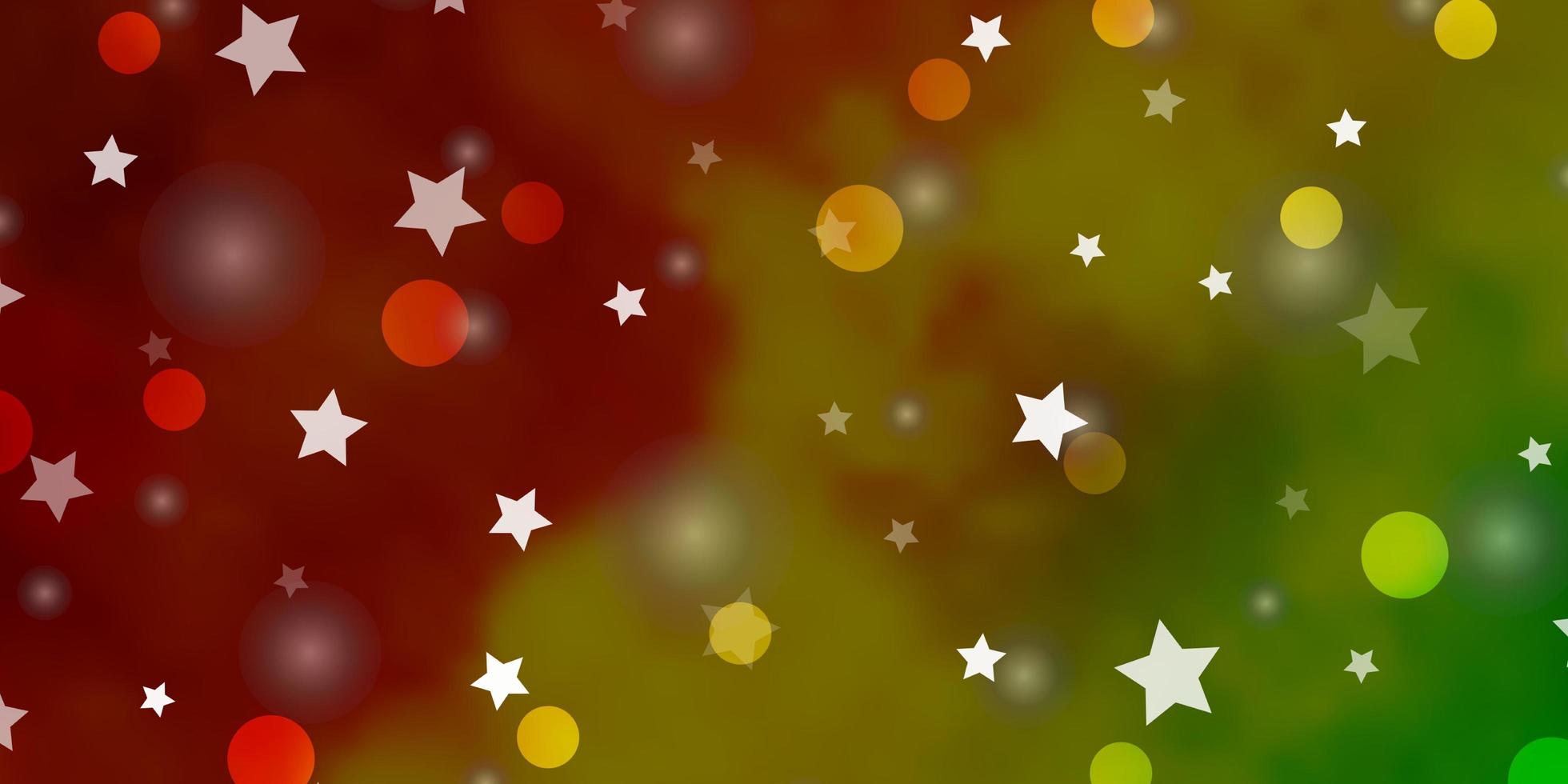 Light Green, Yellow vector layout with circles, stars.
