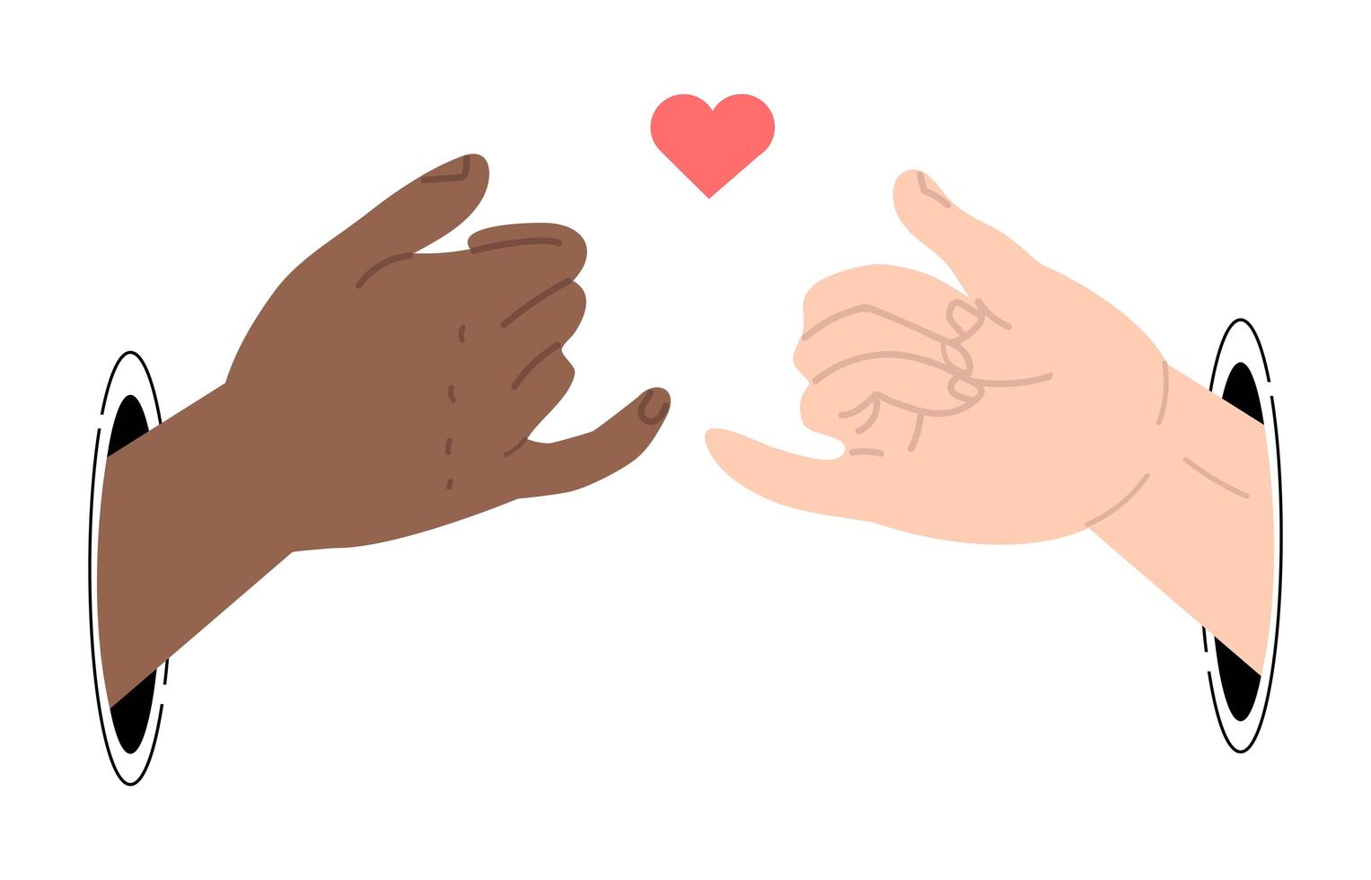 Pinky fingers making a hand gesture of promise vector