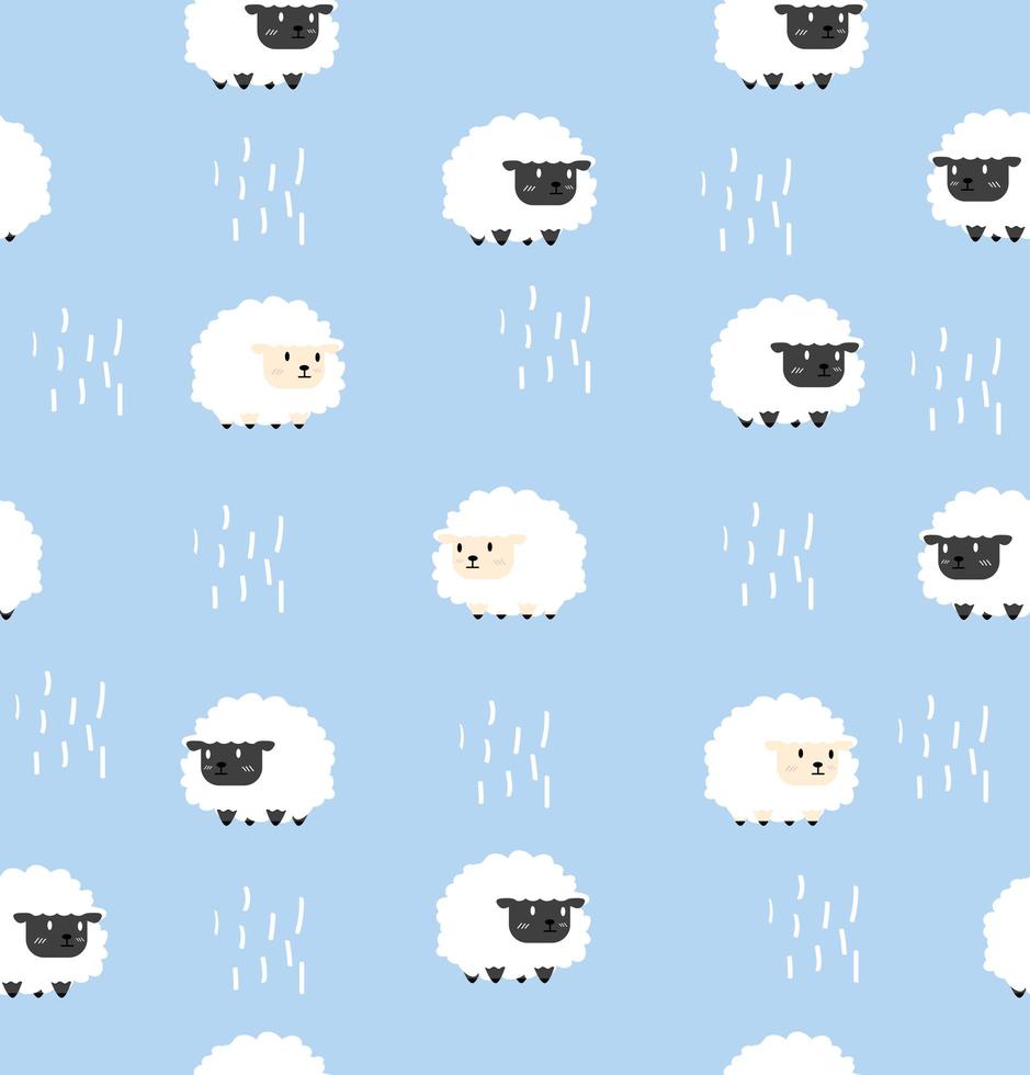 white and black sheep seamless patterm background vector