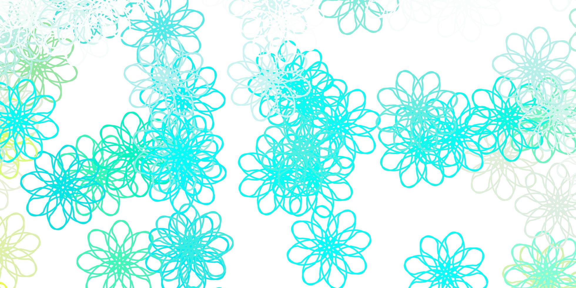Light Green vector doodle background with flowers.