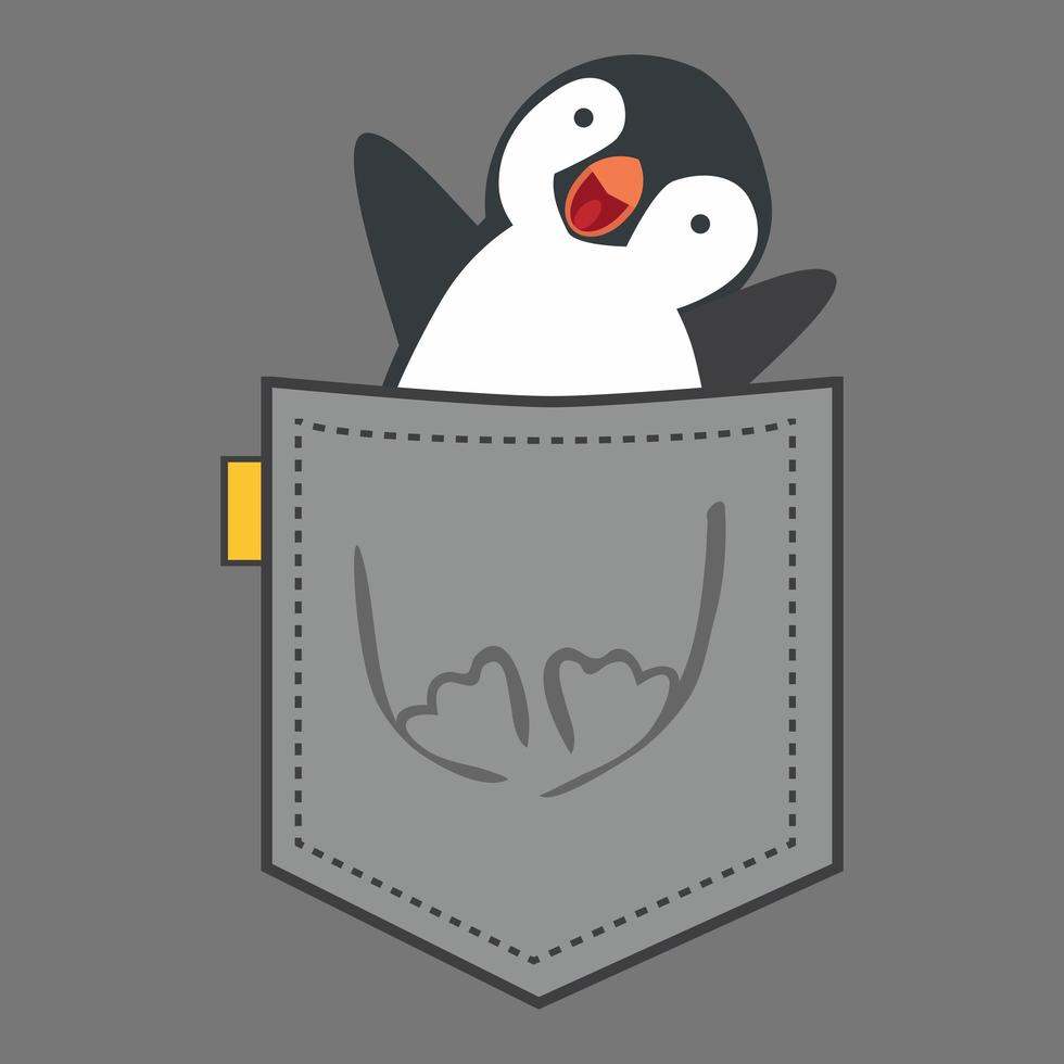 pingüino en el bolsillo vector