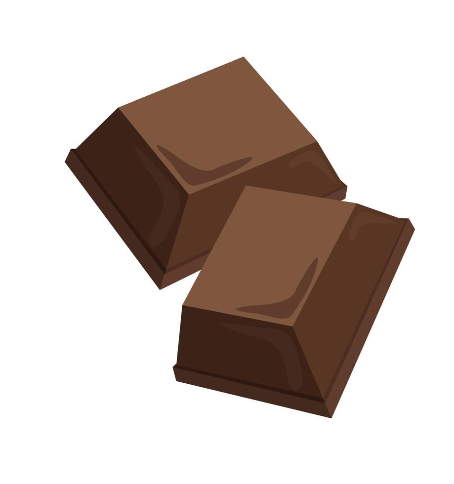 dos piezas de chocolate con leche vector