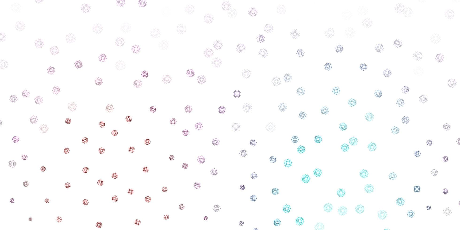 Light blue, red vector doodle template with flowers.