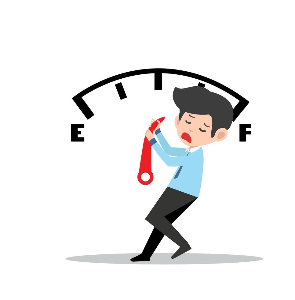 businessman trying to stop the gas gauge vector