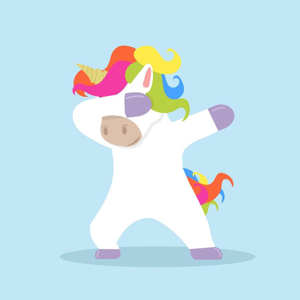 Cartoon unicorn dab dancing vector