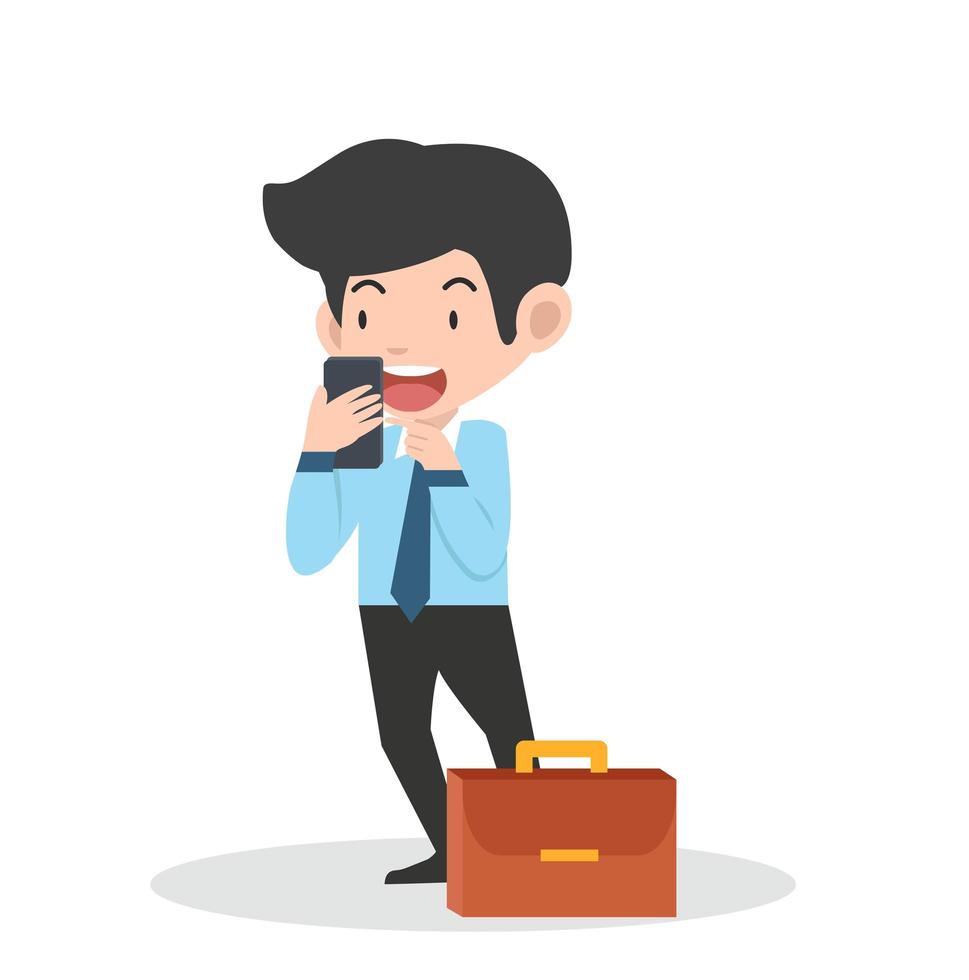 businessman with mobile phone vector illustration