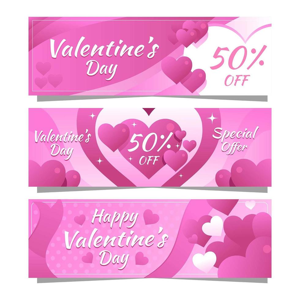 Bloom Pink Hearts Valentine Day Offer vector