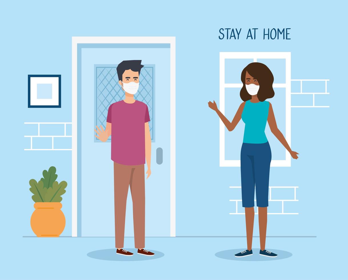 campaign stay at home with couple vector