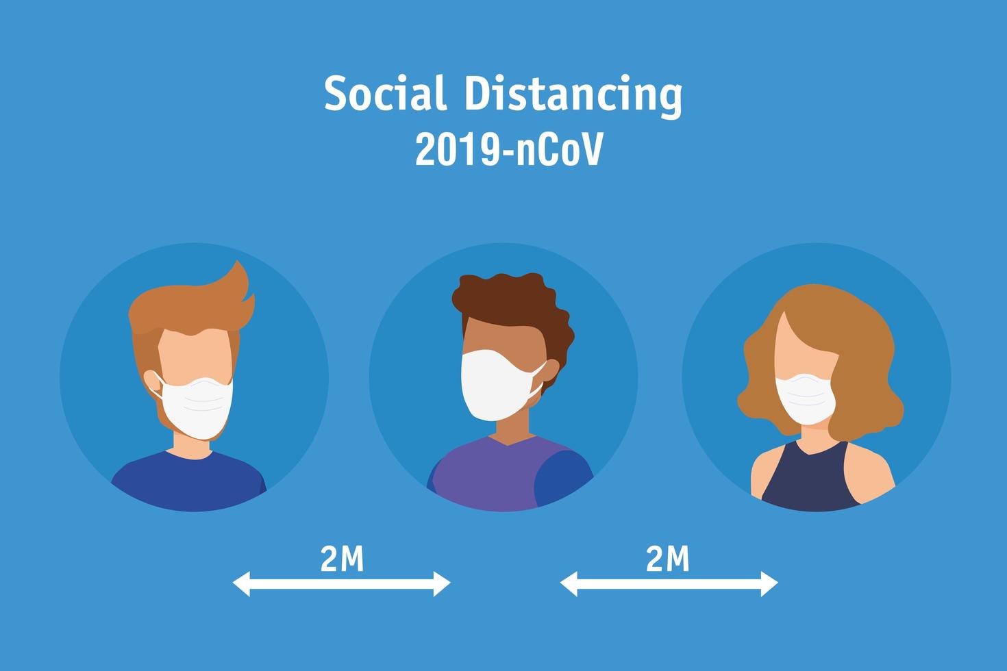 campaign of social distancing for covid 19 with people vector