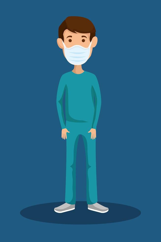 male paramedic using face mask isolated icon vector