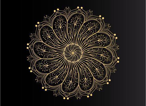 diseño de mandala arabesco ornamental, floral y abstracto dorado vector