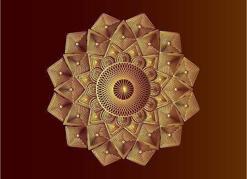 mandala islámico geométrico mosaico arabesco dorado vector