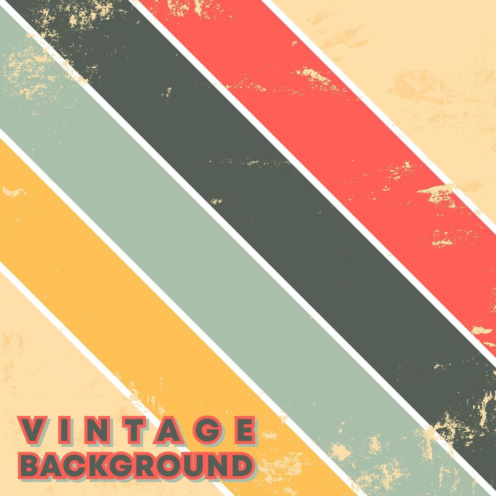 Vintage grunge texture background with retro color stripes vector