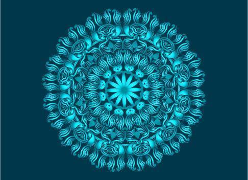 Blue ornamental, floral and abstract arabesque mandala design vector