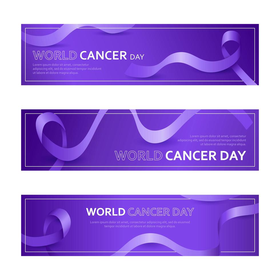 conjunto de banners del día mundial del cáncer vector