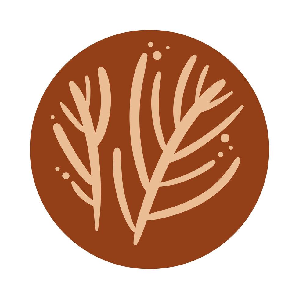 branch with leaves boho hand drawn style vector