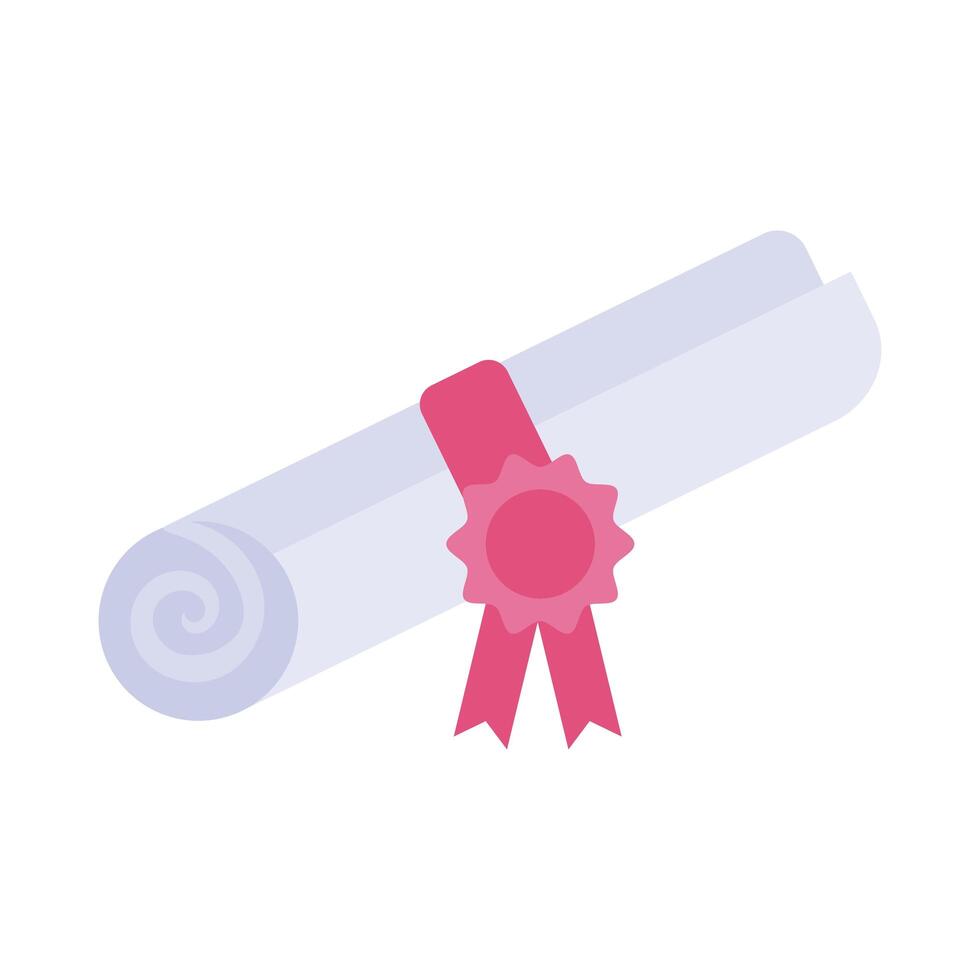 graduation certificate flat style icon vector