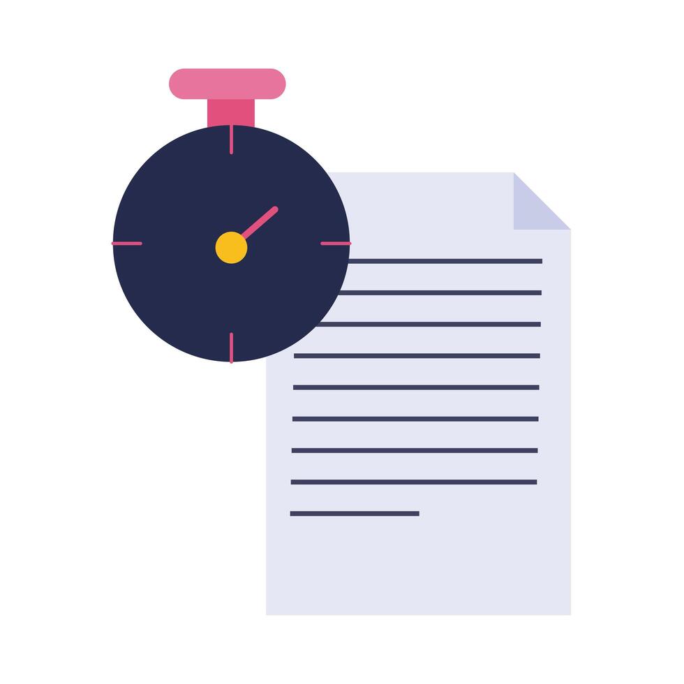 paper document with chronometer flat style icon vector