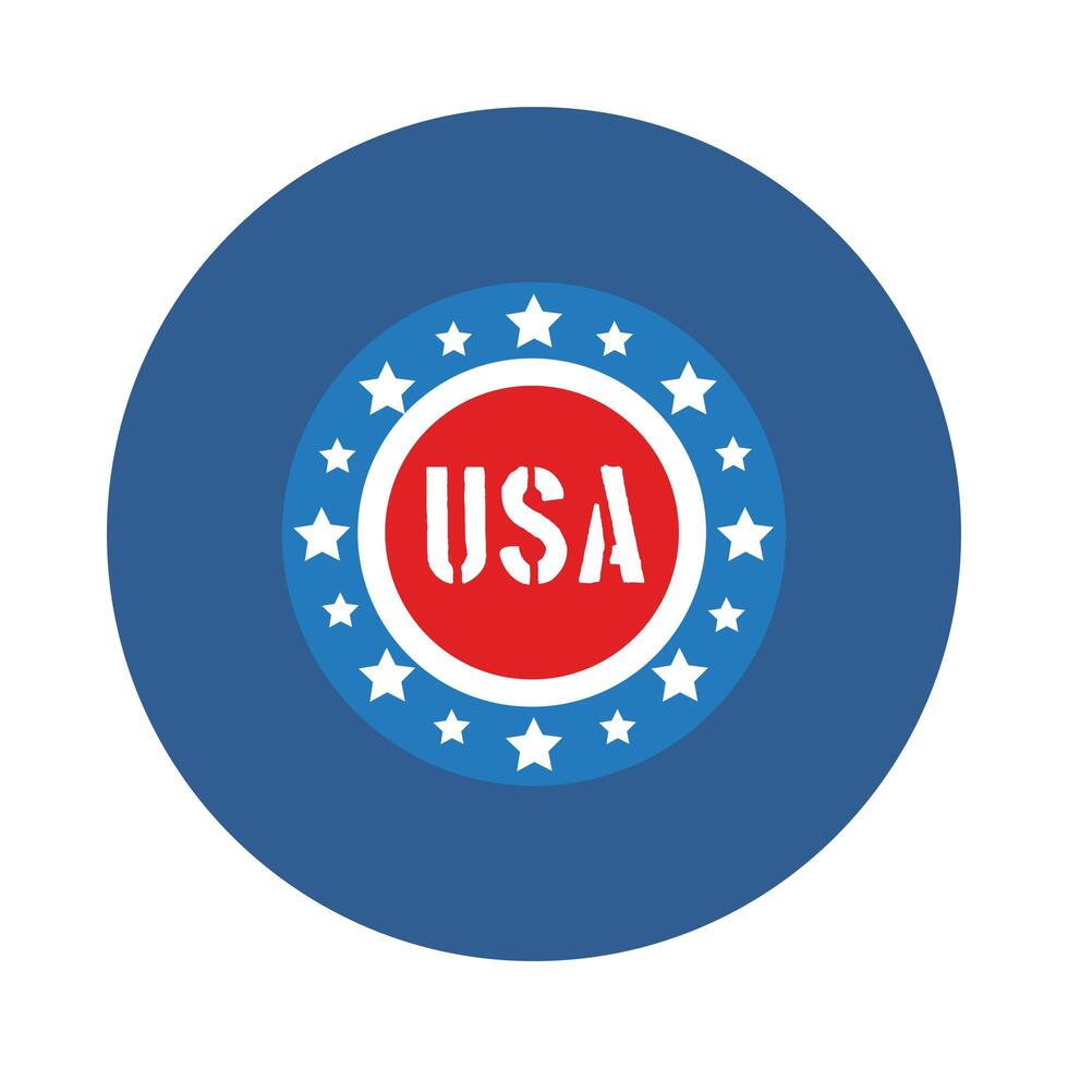 stamp with stars USA independence day block style vector